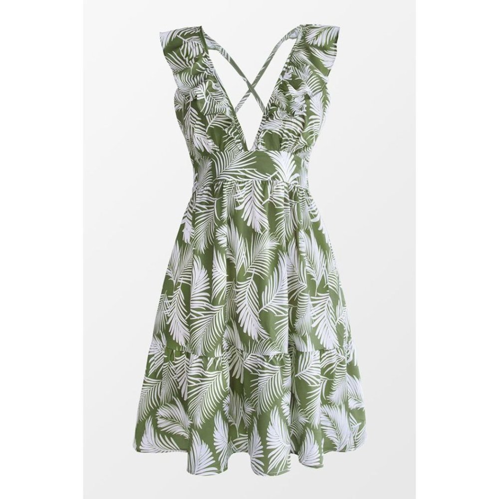 Women's Leafy Ruffle Trim Dress | Cupshe | Size S